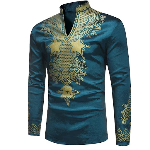 Title 2, MenS Shirt Long-Sleeved T-Shirt Ethnic Printin...