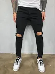 Heren Ripped Jeans met Elastische Voet, Nieuwe Trendy Stijl, Gescheurd Design, Comfortabele Pasvorm — foto 3