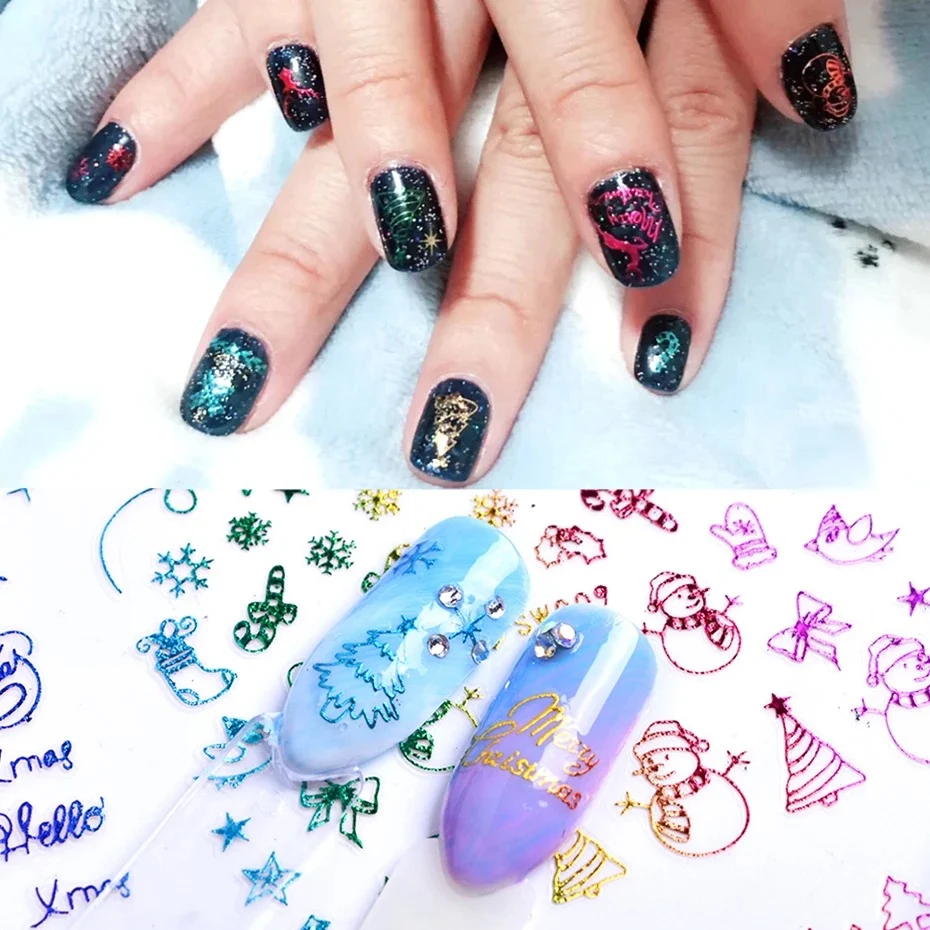 Title 2, Christmas Laser Snowflake Elk Nail Art Sticker ...