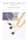 Conjunto feminino de colar e brincos Lvzuan de trigo esmeralda de camada dupla. Sofisticação e beleza para você brilhar. — foto 7