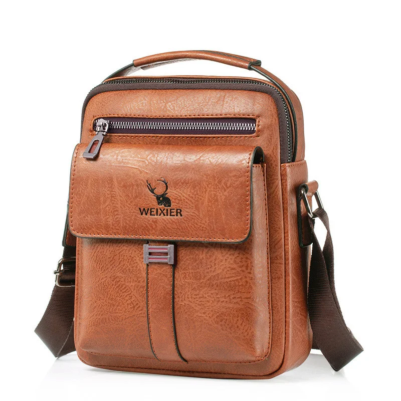 Bolsa Mensageiro Pu Masculina Retrô Tendência Design Moderno e Funcional Ideal para o Dia a Dia e Trabalho Confortável com Alça Ajustável — foto 2