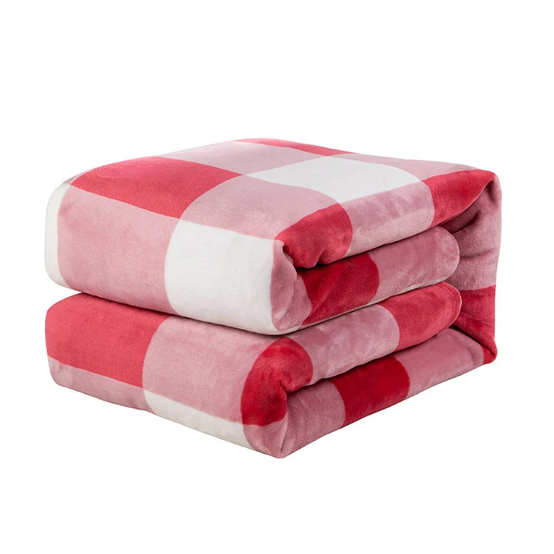 Title 10, Plaid Flange Blanket Fluff Print Coral. Experie...