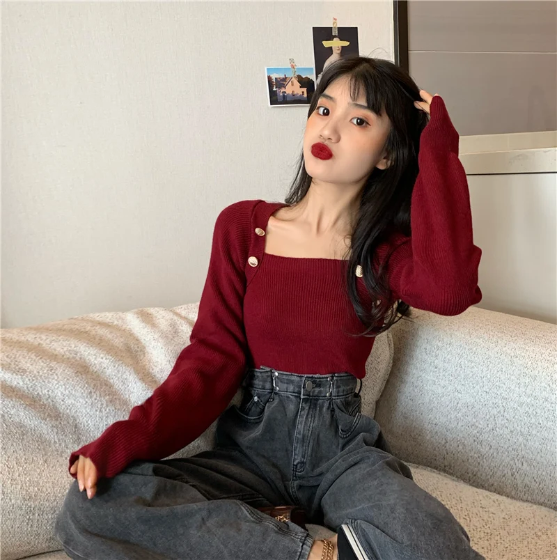 Title 7, Square-neck Bottoming Shirt Womens Pure Desire...
