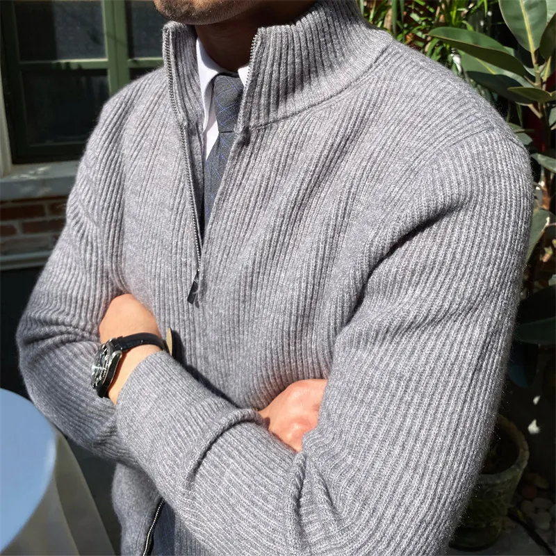 Title 7, Cardigan uomo in maglia a collo alto e maniche ...