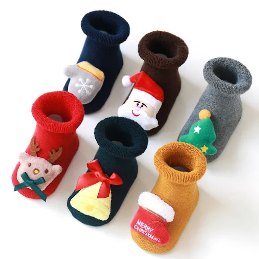 Title 4, Baby Silicone Non-slip Thick Terry Christmas Fl...