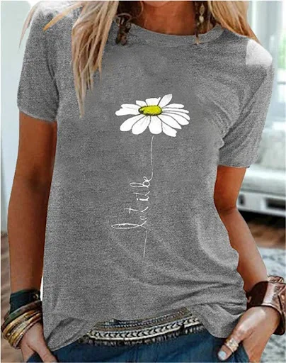 Title 3, Chrysanthemum printed short sleeve shirt, perfe...