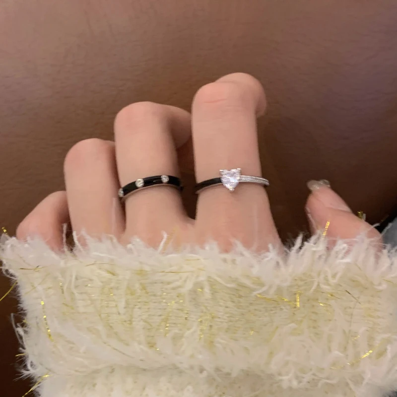 Anel feminino com design de coração de amor duplo, camada dupla de zircônia, joia elegante para expressar amor e carinho. — foto 4