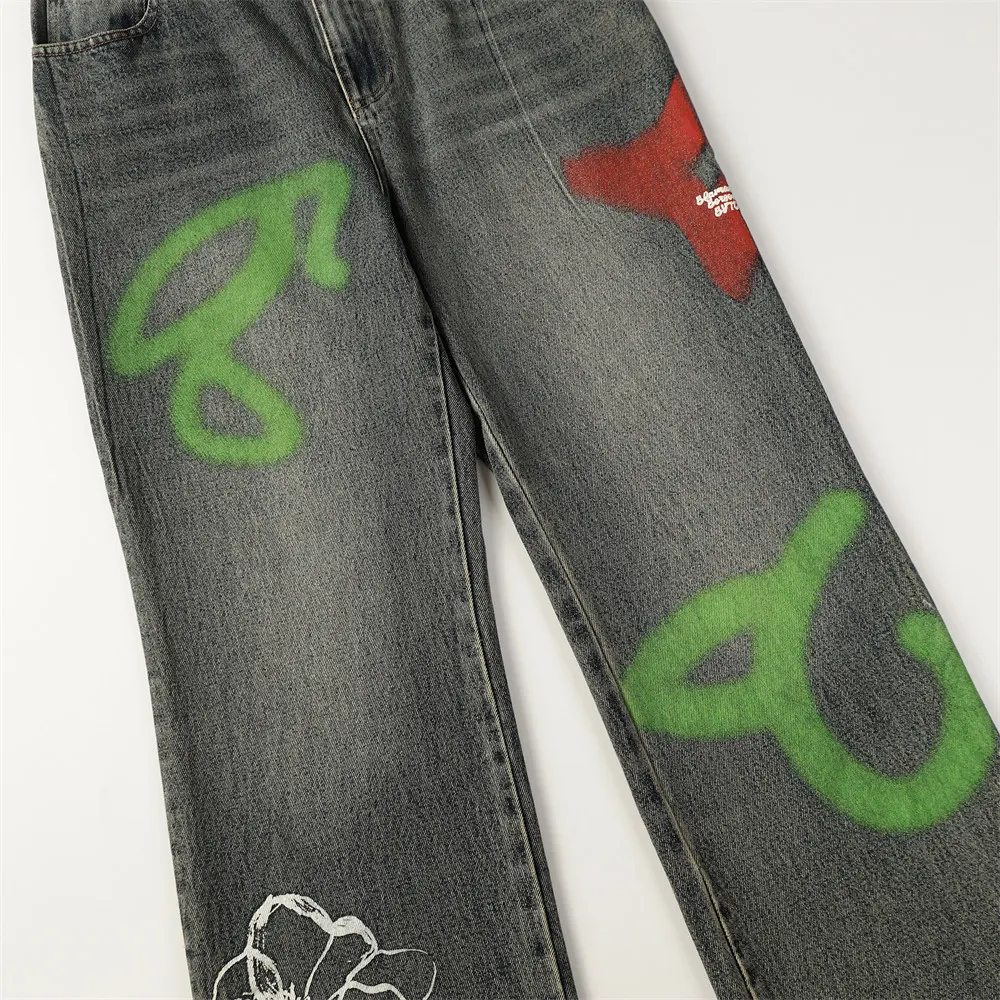 Title 8, Abstract Graffiti Printing Jeans, High Street S...