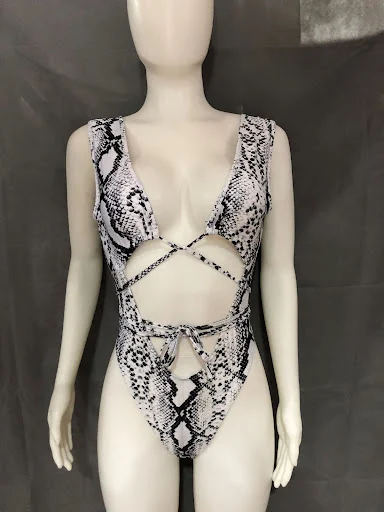 Title 3, Sexy Snakeskin Pattern Printed Strappy One-piec...