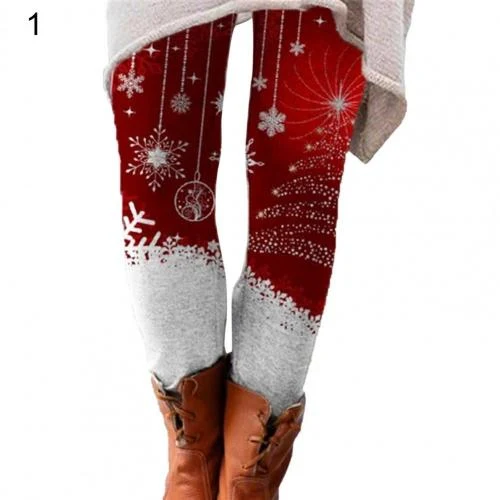 Women's Elastic Trousers Printed Thin Christmas Pants Comfortable Fit Festive Style Perfect for Holiday Celebrations Lig — photo 2