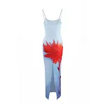 Women's Summer Fashion Suspenders Slim-fit Slit Hip-wrapped Floral Dress — photo 2