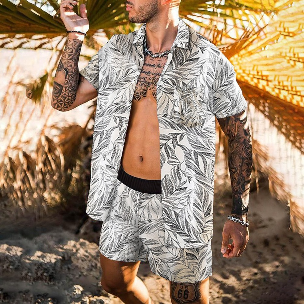 Title 12, Retro Loose Suit Mens Personality Beach Shirt ...