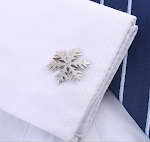 Abotoaduras de Punho Francesa Masculinas de Prata com Diamante Floco de Neve, Elegância e Charme para sua Camisa. — foto 5