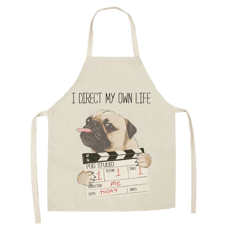 Cartoon Cute Dog Printed Cotton And Linen Apron Kitchen Home Cleaning Parent-child Sleeveless Coverall Generation Hair P — photo 7