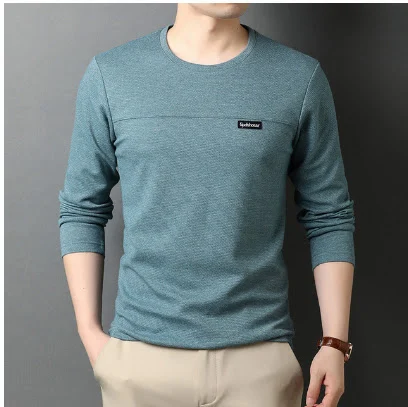 Title 3, Mens Long Sleeve Slim Fit Solid Color Top, Cas...
