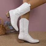 Botas Western femininas de salto grosso e bico fino, cano médio, estilo Knight, sapatos de outono e inverno para moda feminina. — foto 1