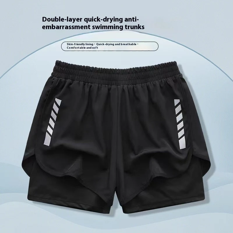 Title 1, Mens Boxer Double-Layer Fashion Swimming Trunk...