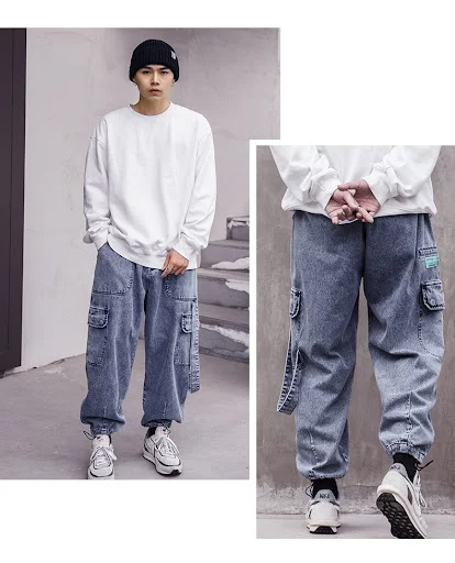 Title 5, Mens Overalls Loose Carrot Trousers Jeans Casu...