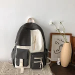 Mochila Escolar Estudante Retrô Cores Contrastantes Harajuku Feminina Grande Capacidade Ideal para Livros e Uso Diário — foto 2