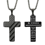 Colar Amazon Masculino Aço Inox com Pingente Cruz Bandeira Americana, Design Patriótico, Corrente Masculina Moderna — foto 9