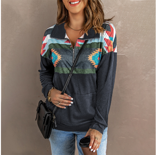 Title 8, Loose Printed Casual Long Sleeve Top for Women ...