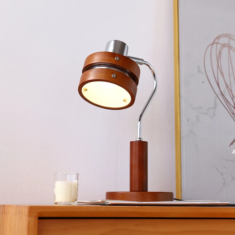 High-grade Retro French Walnut Table Lamp for Living Room, creates a warm atmosphere, Mid-century design for stylish hom — photo 7
