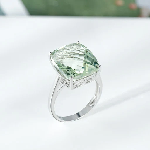 Title 1, Anello con ametista verde naturale donna in arg...