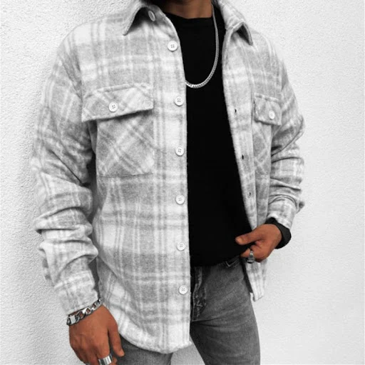 Title 2, New Long Sleeve Check Casual Stand Collar Pocke...