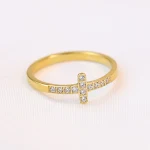 Anel de cruz de aço titânio 304 com diamantes, estilo simples, feminino, selvagem e vintage, perfeito para um look único. — foto 9