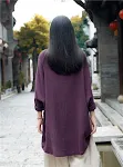 Cotton And Linen Breathable Retro National Long Sleeve Pullover T-shirt — photo 11