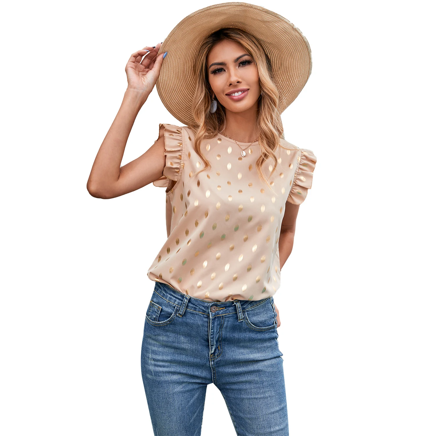 Title 5, Pulôver feminino novo estilo com babados camisa...