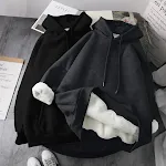 Outono e inverno mais suéter com capuz acolchoado de veludo — foto 3