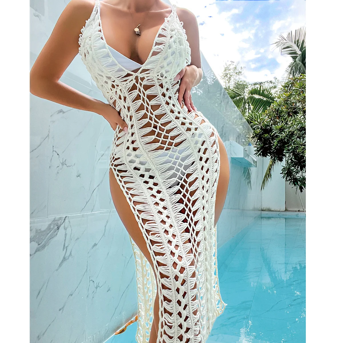 Vestido-bikini con tirantes de falda estilo smock para mujer. Perfecto para la playa o piscina, cómodo y favorecedor, ideal para el verano. — foto 12