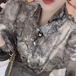 Chinese Style Ink Painting Printed Shirt For Women — photo 8