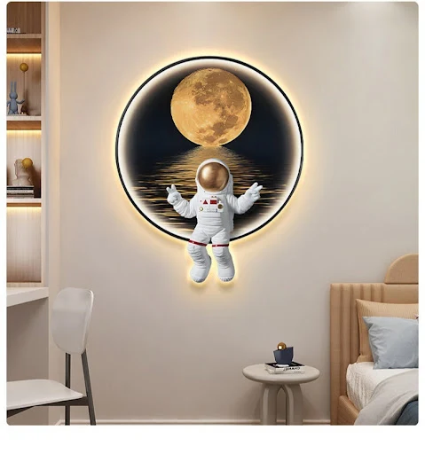 Title 5, Childrens Room Space Wall Painting Bedside Lam...