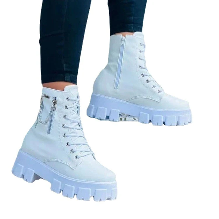 Botas Martin Plataforma Femininas Plus Size com Cadarço e Salto Grosso — foto 1