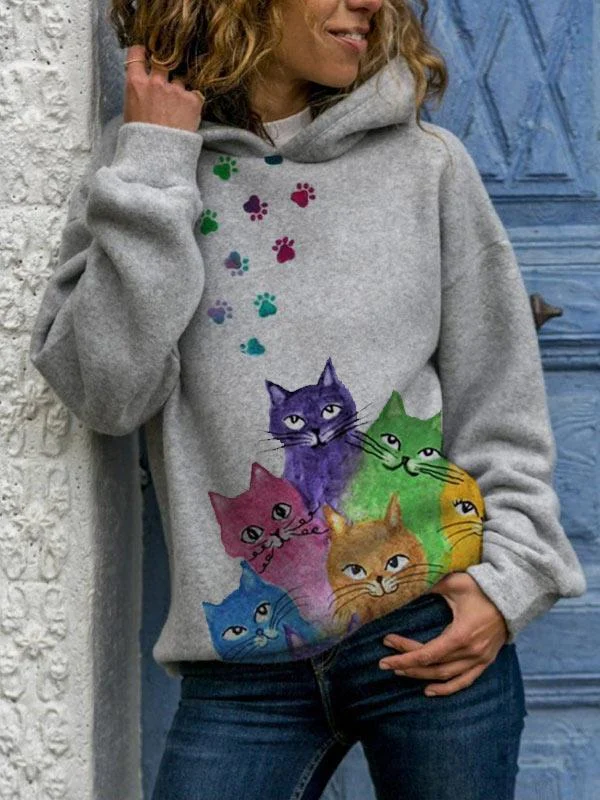 Sudadera casual suelta de manga larga con capucha y estampado digital para mujer ideal para diario cómoda y con estilo — foto 5