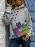 Sudadera casual suelta de manga larga con capucha y estampado digital para mujer ideal para diario cómoda y con estilo — foto 5