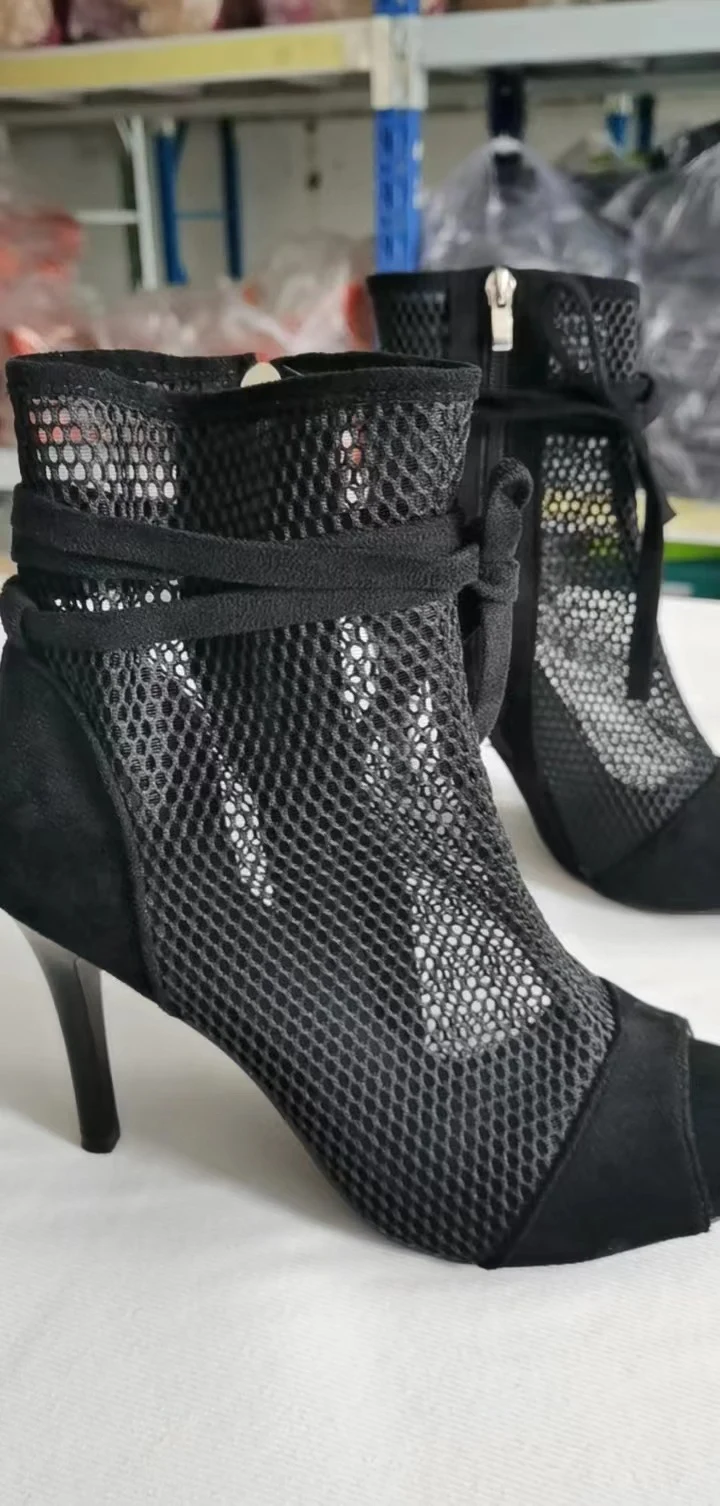 Damen High Heels Stiefel mit Fischmaul, Aussparung, Schleife, Reißverschluss, großer Größe, modisch und cool. — foto 5
