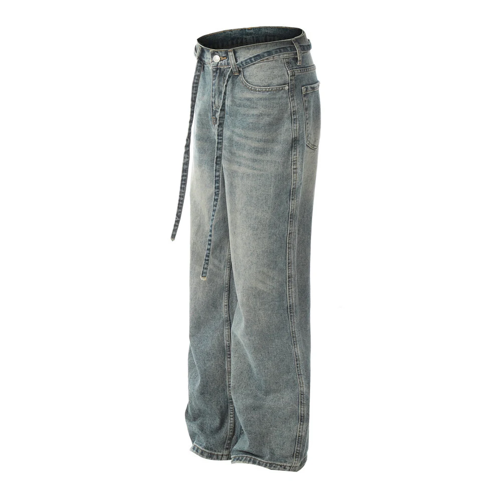 Title 4, Heren witte jeans met veterriem. Modieuze uitst...