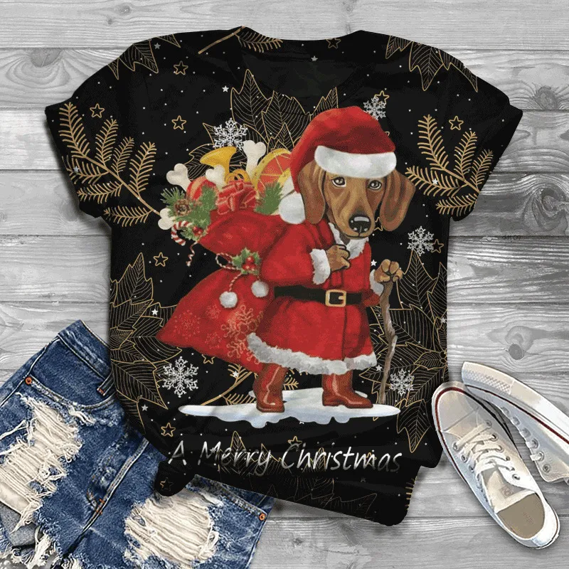 Heren 3D T-shirt met kerst elk, ronde hals, voor grensoverschrijdende e-commerce. Fabriekslevering, casual en feestelijk comfort. — foto 9
