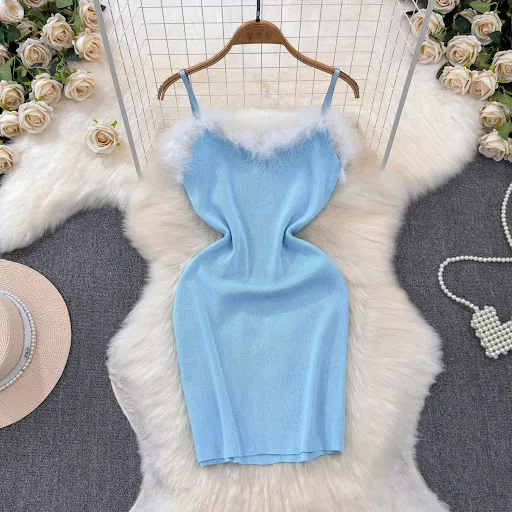 Title 28, Furry Stitching Hip Base Sling Dress