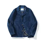 Casaco Azul Tecido Tingido Corduroy Vintage, conforto e elegância atemporal. Perfeito para o inverno, um clássico. — foto 3