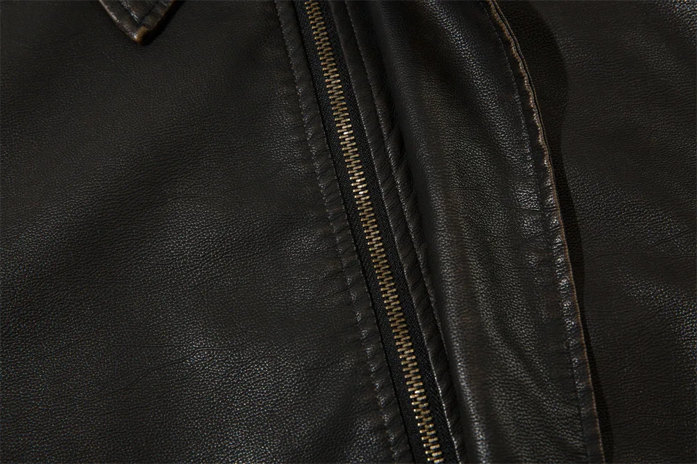 American Solid Color Polo Collar PU Leather Coat, combining classic style with modern comfort. Perfect for a sophisticat — photo 16