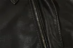 American Solid Color Polo Collar PU Leather Coat, combining classic style with modern comfort. Perfect for a sophisticat — photo 16
