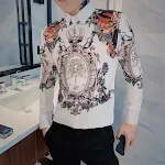 Camisa manga longa estampada Social Spirit AliExpress para meninos Tendência Slim Fit Elegância e estilo para o seu dia a dia — foto 3