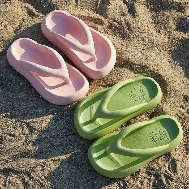 Title 2, Solid color thick-soled flip-flops, perfect sum...