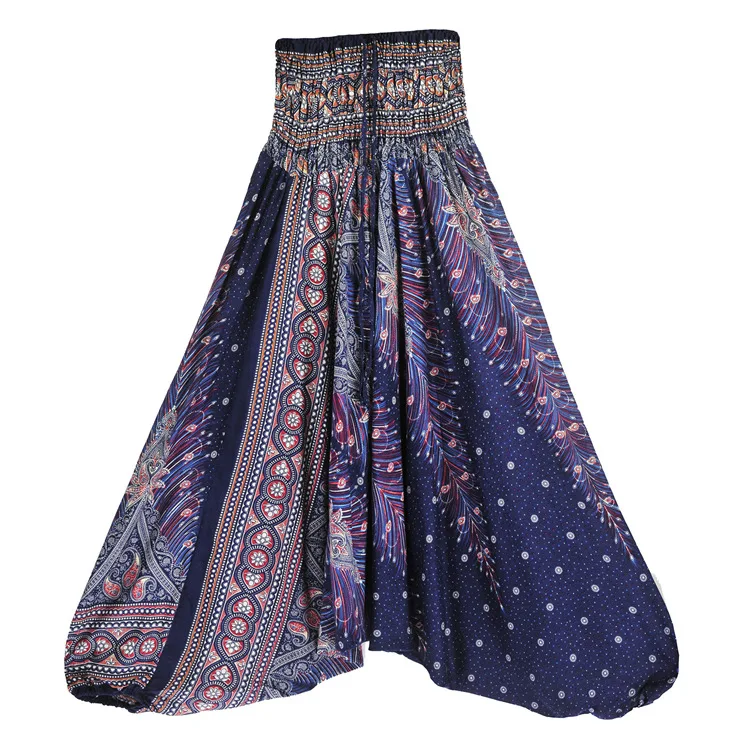Macacão de yoga com cavalo amplo estilo boho feminino. Roupa confortável e solta para yoga, perfeita para movimentos livres e práticas relaxantes. — foto 5
