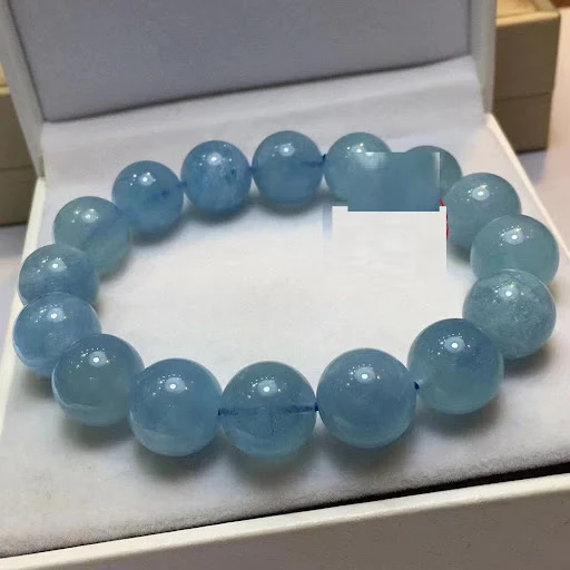 Title 3, Pulsera con cuentas de aguamarina natural de un...