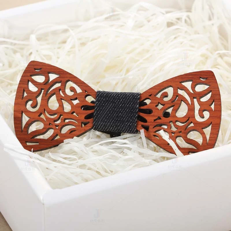 Title 16, Green hand collar red pear solid wood bow tie, ...